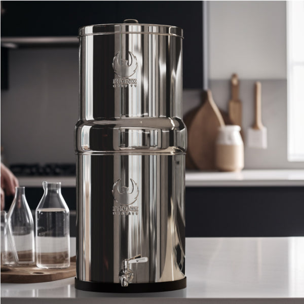 Phoenix water filtration unit displayed on a kitchen countertop