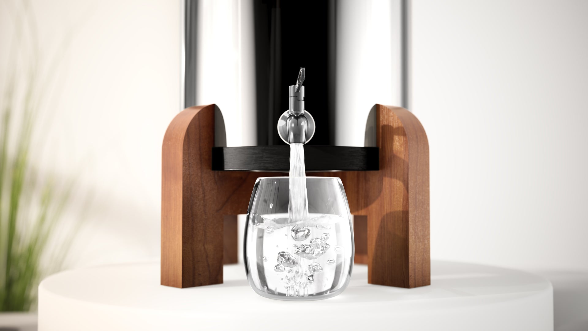 Phoenix Gravity Water Filter System placed on a kitchen countertop, showcasing premium stainless steel design for clean drinking water