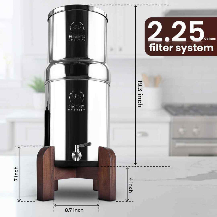 Teak Wood Wooden Water Filter Stand for Gravity Water Filters