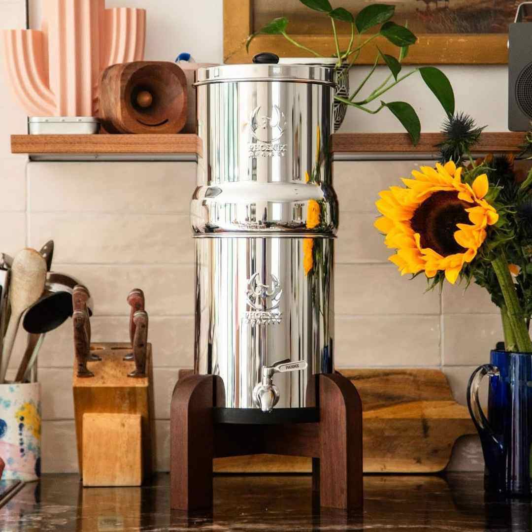 Machine Filter Stand Teak Wood Wooden Water Filter Stand for Gravity Water Filters